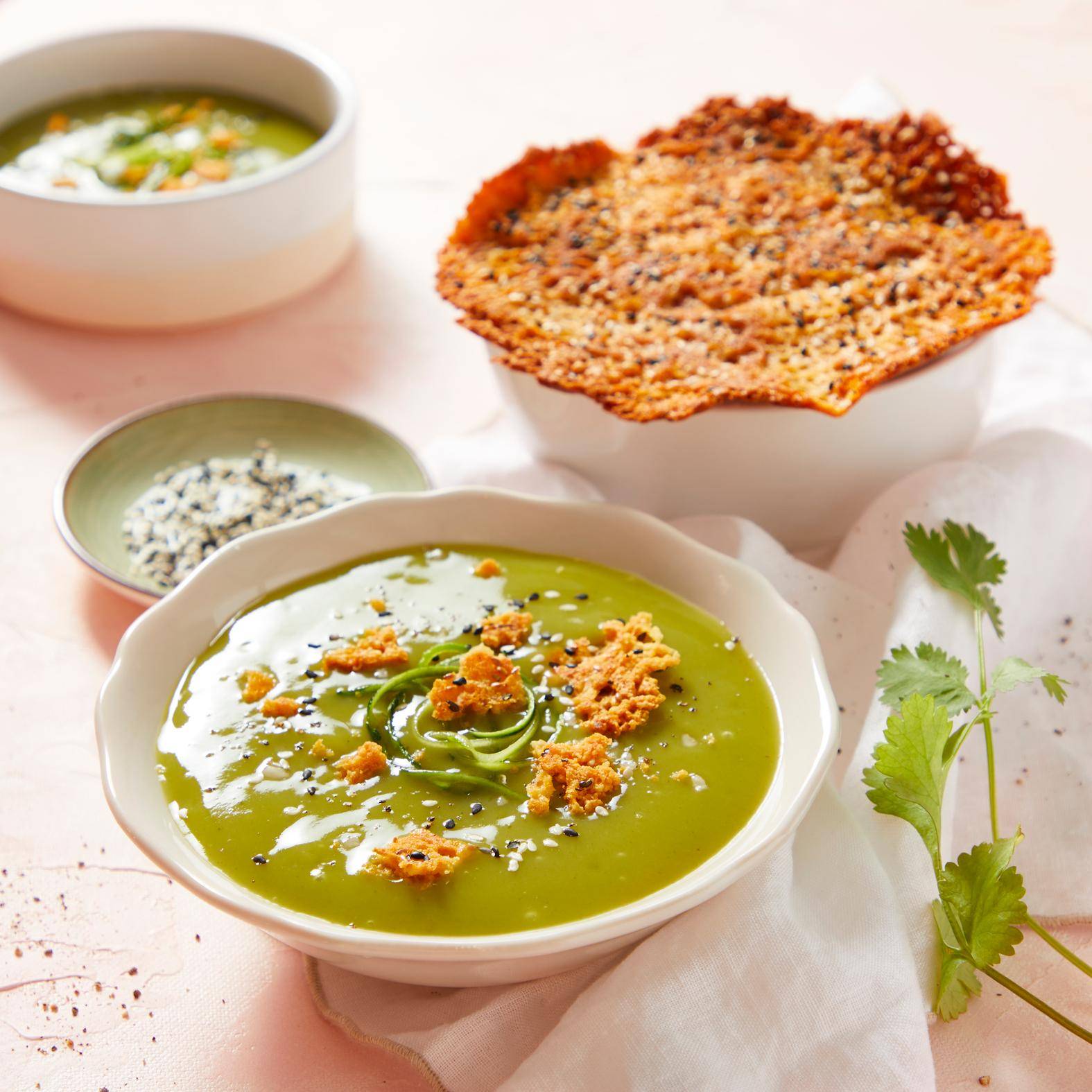 Romige courgettesoep met kaaskrokantje - Recepten Perfectmix Cook | Tefal
