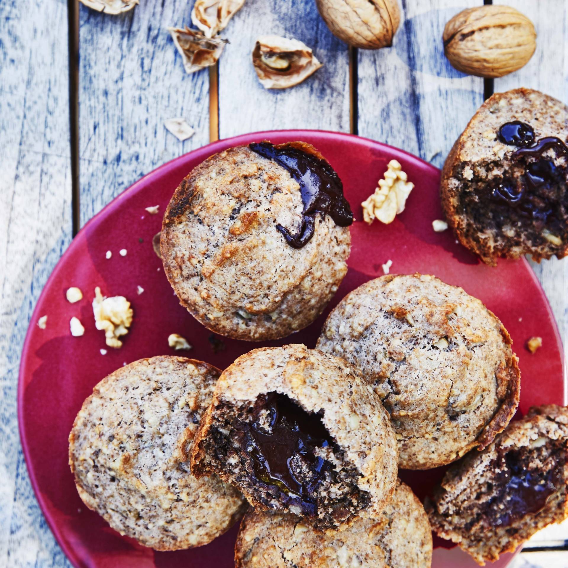 Muffins met noten en vloeibare chocoladevulling - Recepten Cake Factory | Tefal
