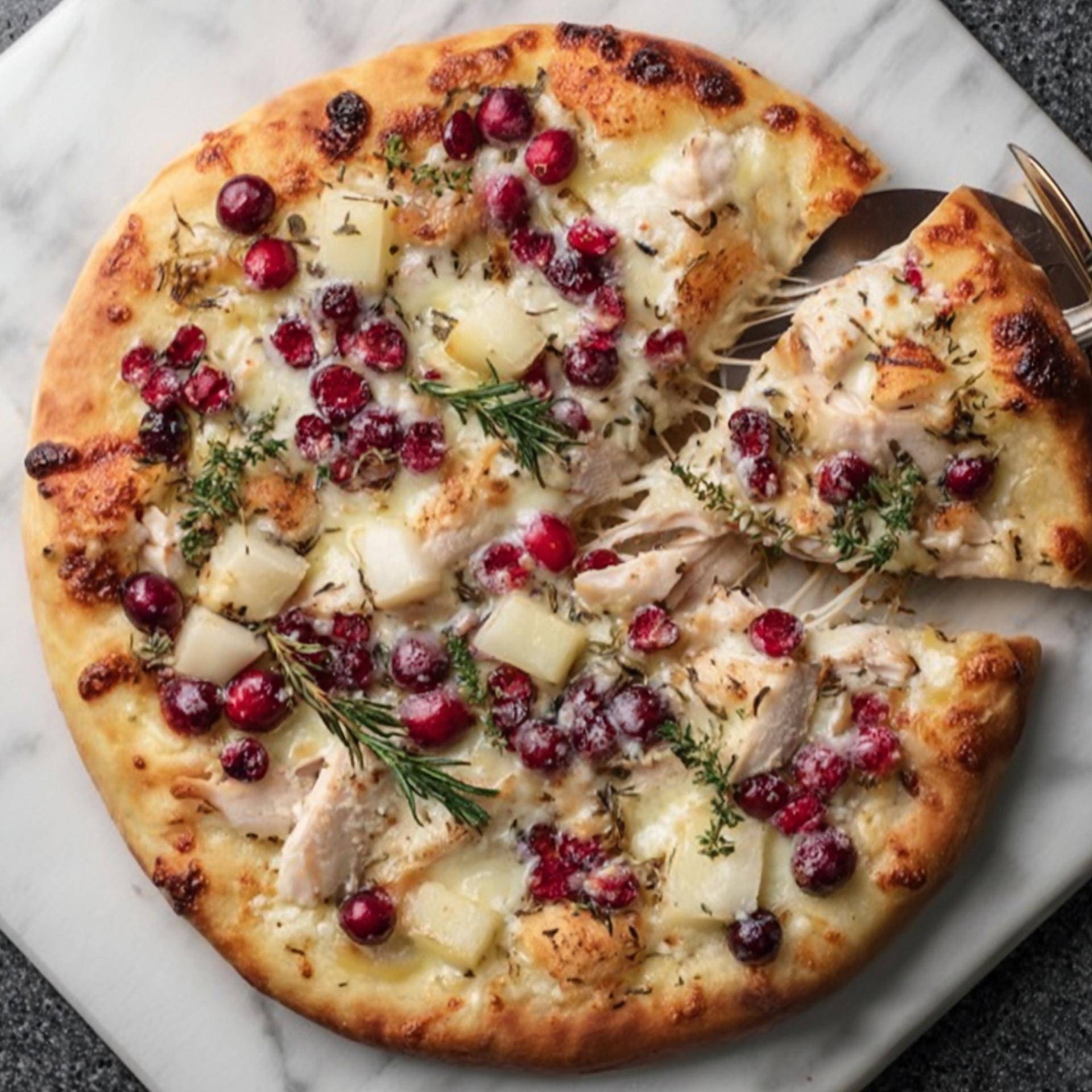 Pizza met geroosterde kalkoen, camembert en cranberry - Recepten Pizza Pronto | Tefal