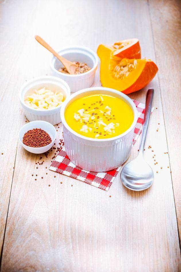 Soep van kastanjepompoen en wortelen met cheddar - Recepten Perfectmix Cook | Tefal