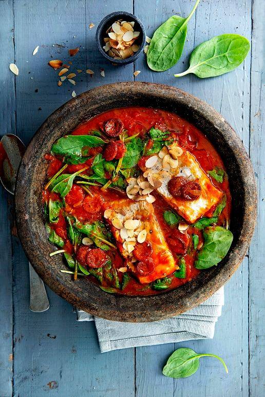 Visstoof met chorizo, spinazie en amandel - Recepten undefined | Tefal