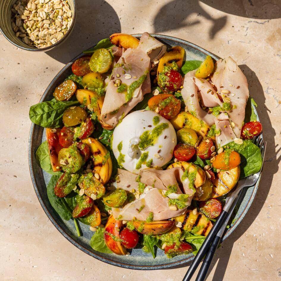 Gegrilde perziksalade met burrata en prosciutto - Recepten undefined | Tefal
