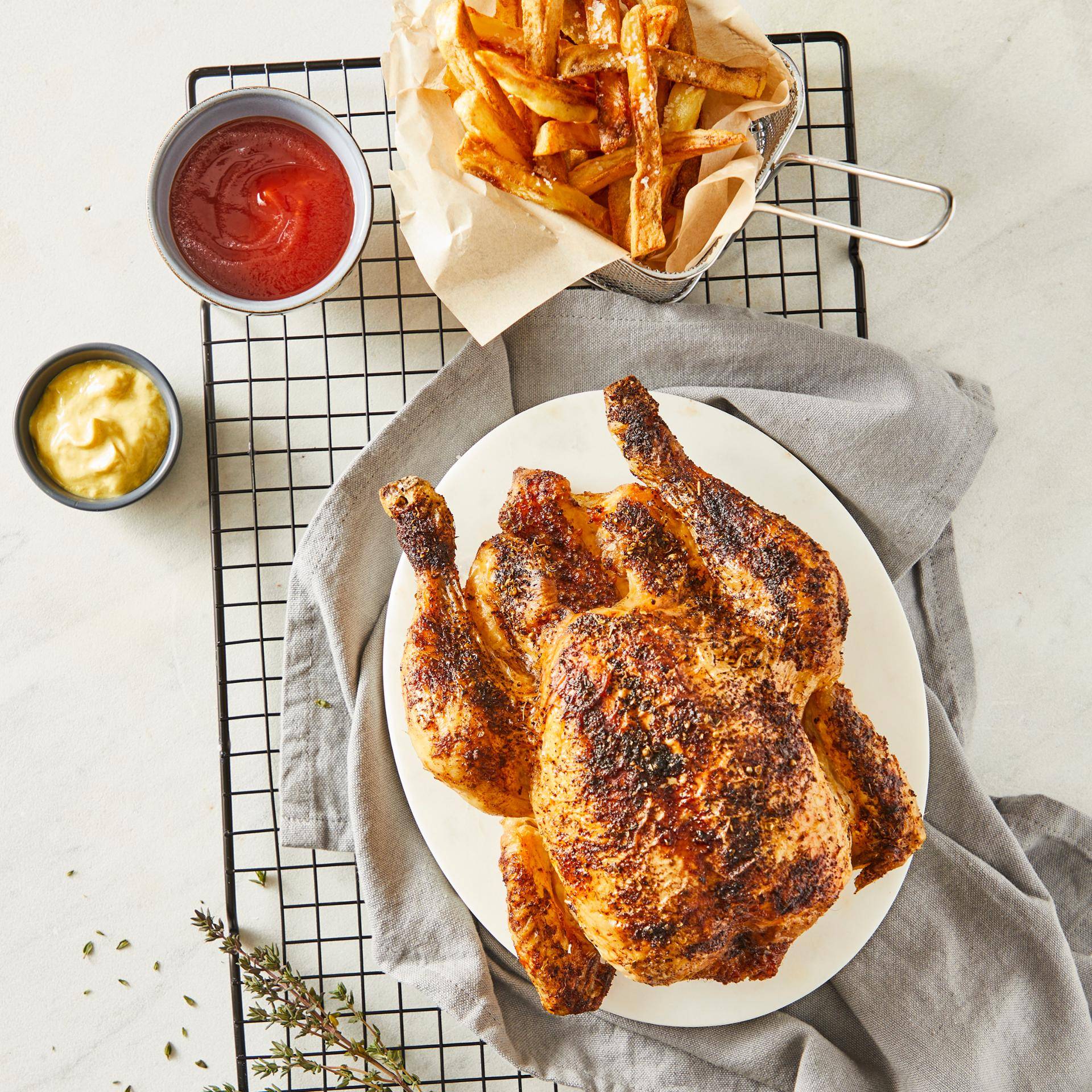 Geroosterde kip met zelfgemaakte frietjes - Recepten Dual EasyFry&Grill | Tefal