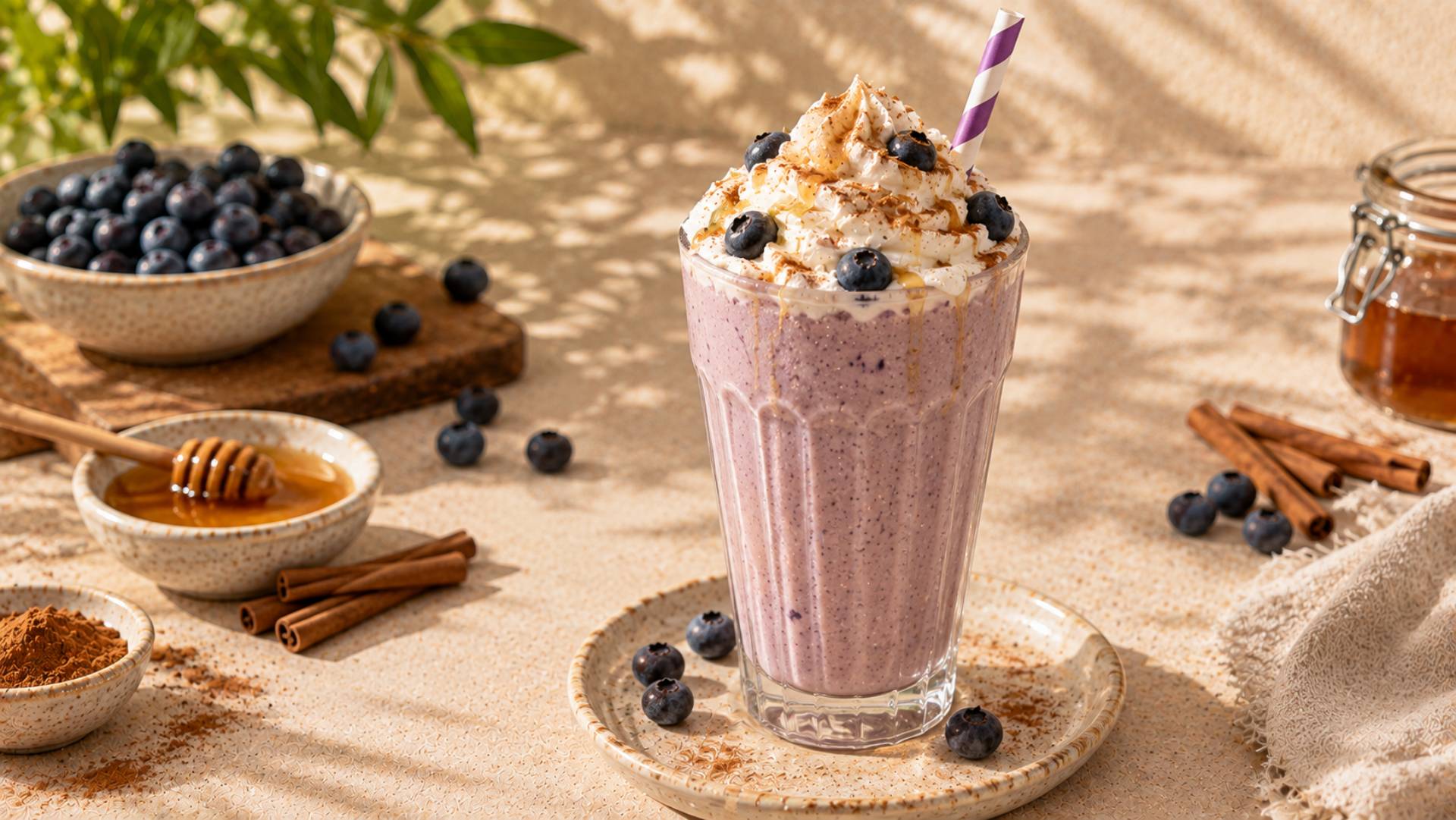 Blauwe bessen- en kaneelmilkshake - Recepten Freezi | Tefal