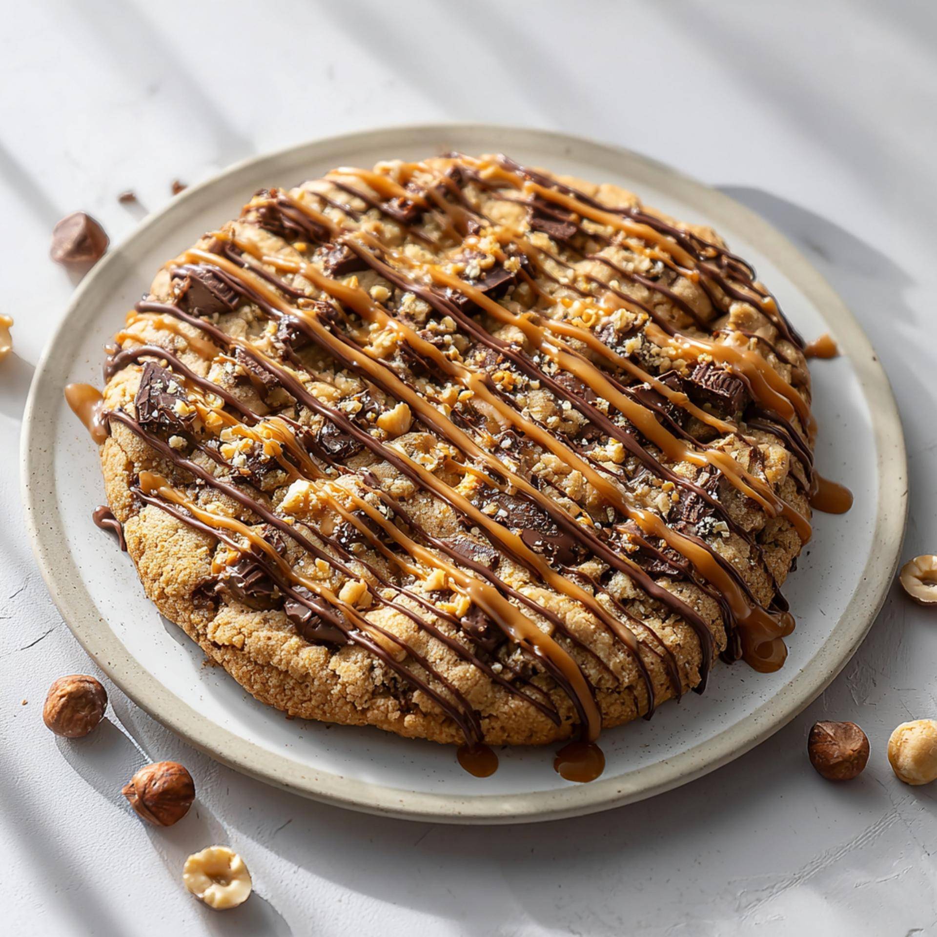 Gigantische chocolade en karamel koek pizza - Recepten Electric Pizza oven | Tefal