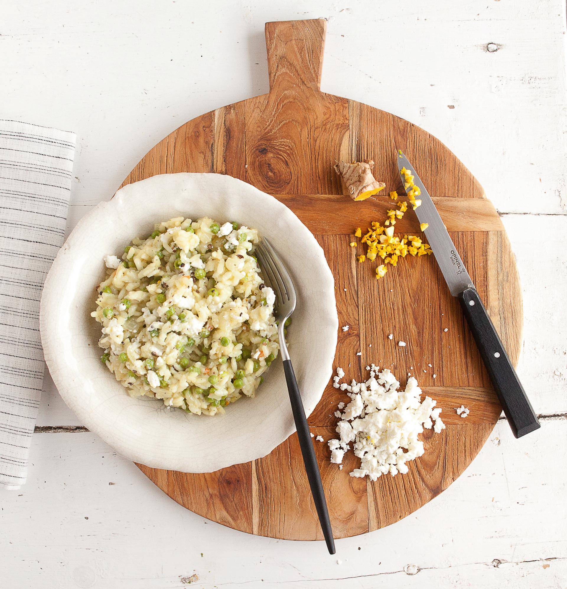 Risotto met groene groenten, feta en verse kurkuma - Recepten Actifry Express 1kg | Tefal