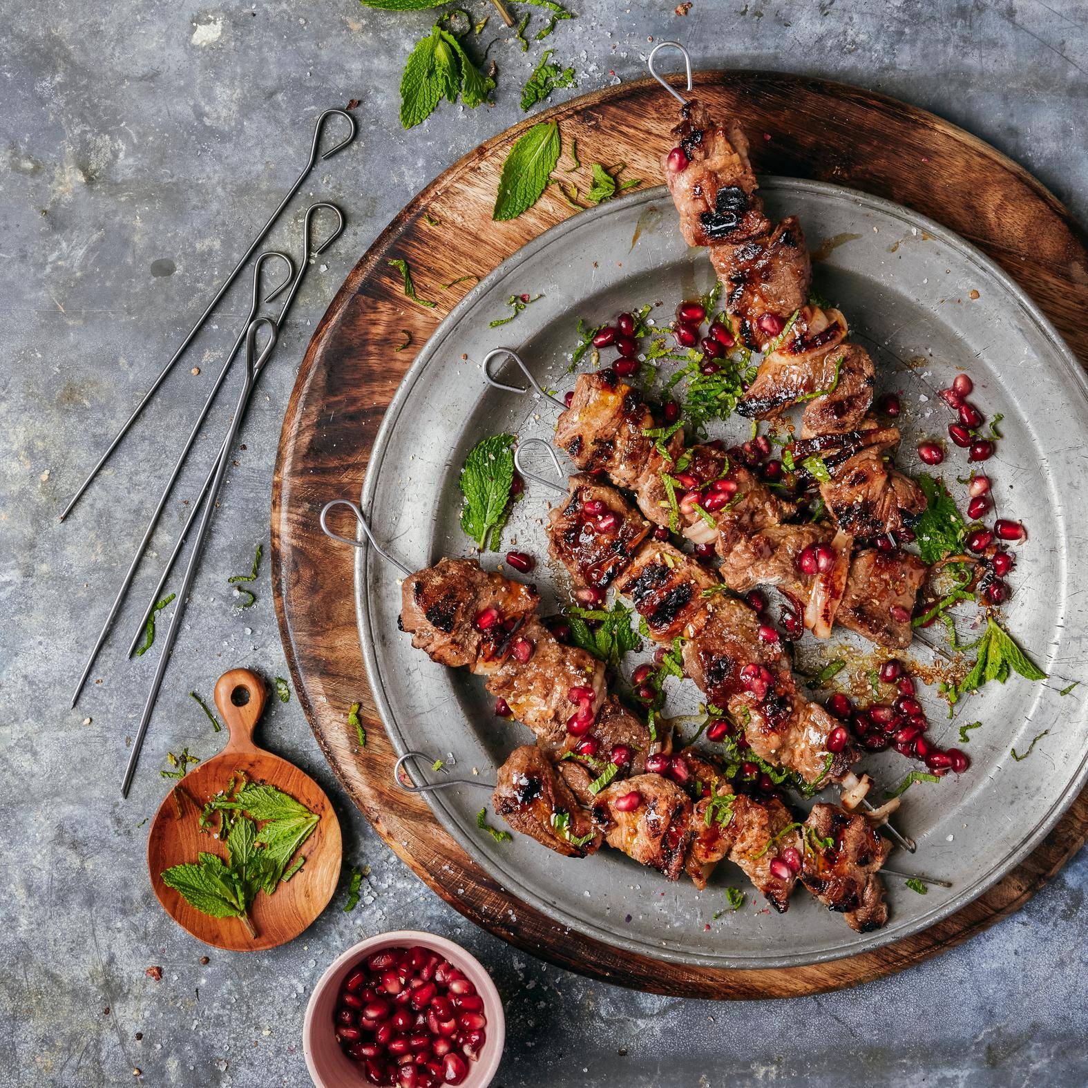 Varkensspiesjes gemarineerd in granaatappelsap - Recepten OptiGrill 2in1 | Tefal