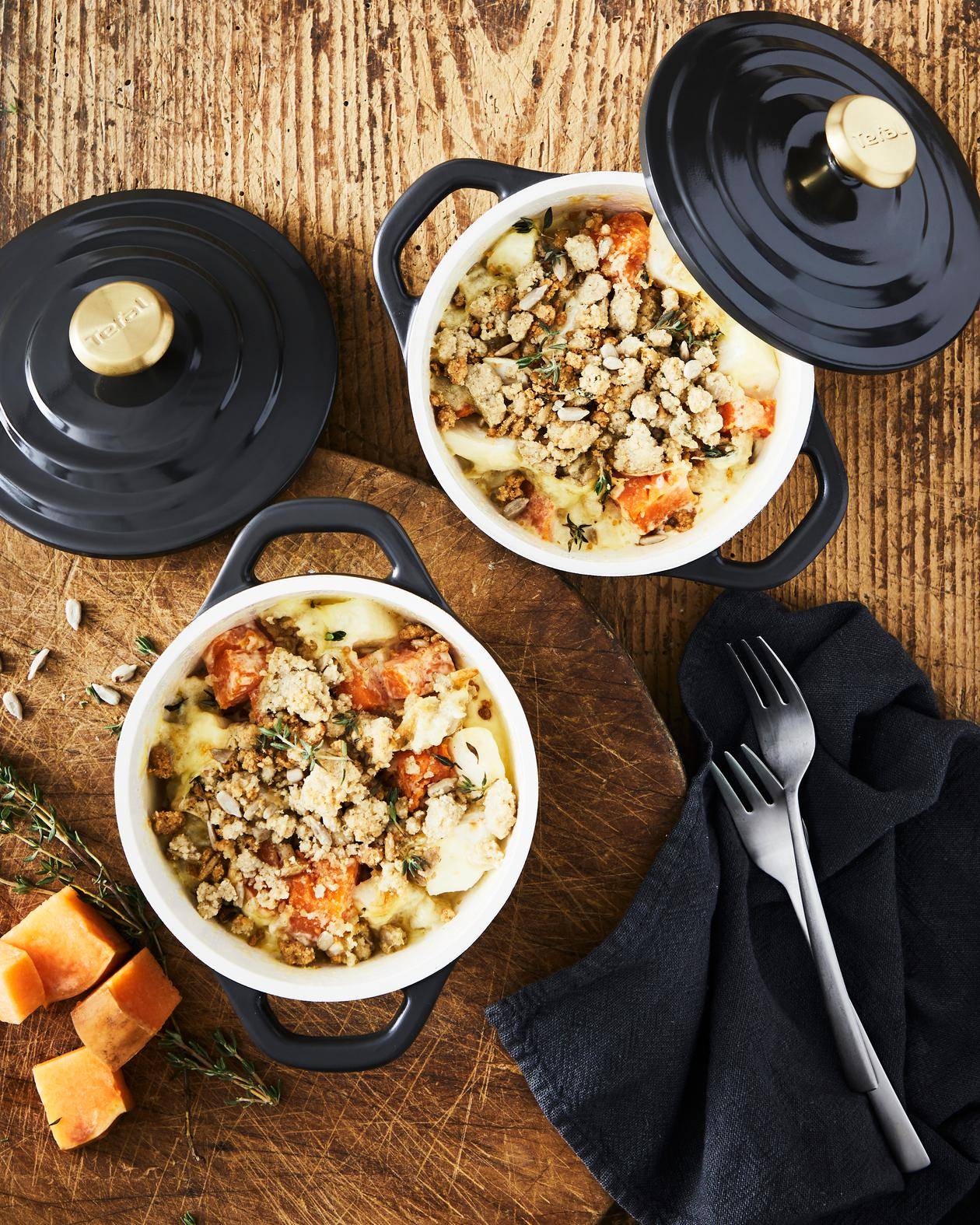Crumble van flespompoen en raap - Recepten undefined | Tefal