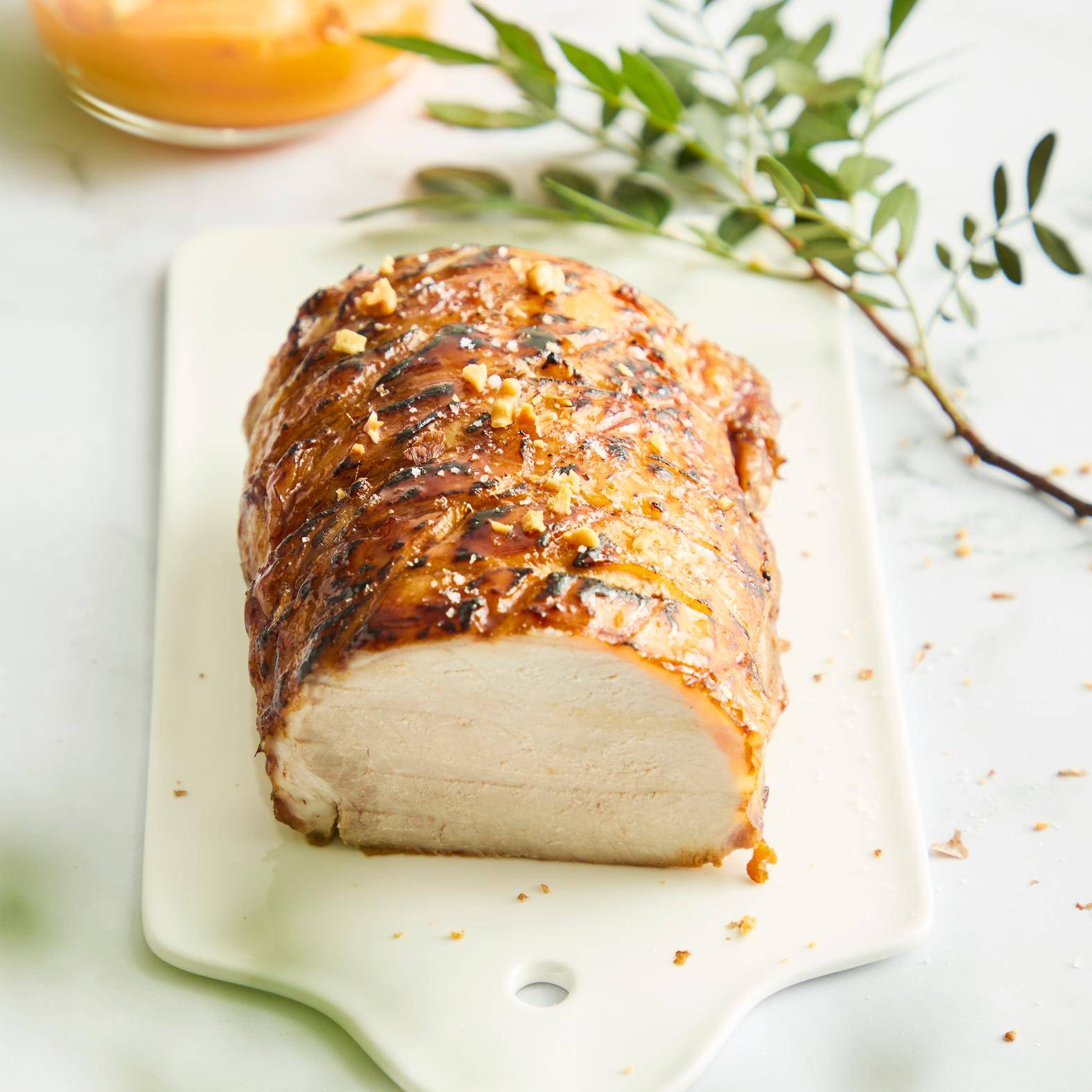 Honey-glazed roast pork & walnut and sweet potato purée - Recepten Dual EasyFry | Tefal
