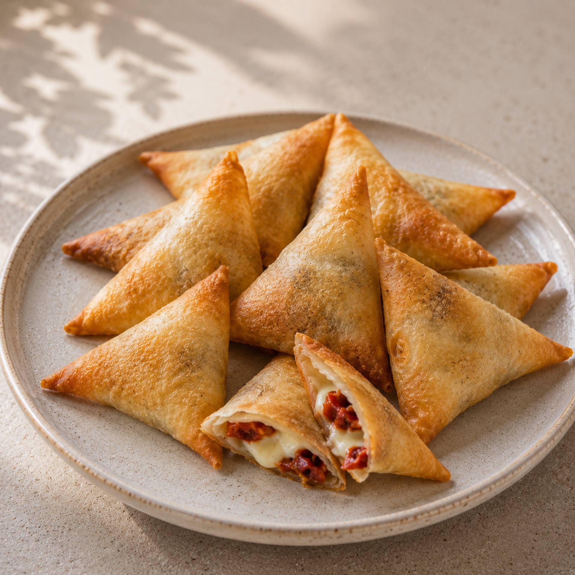 Mozzarella- en zongedroogde tomaat-samosa's - Recepten Crisp&Go 3P | Tefal