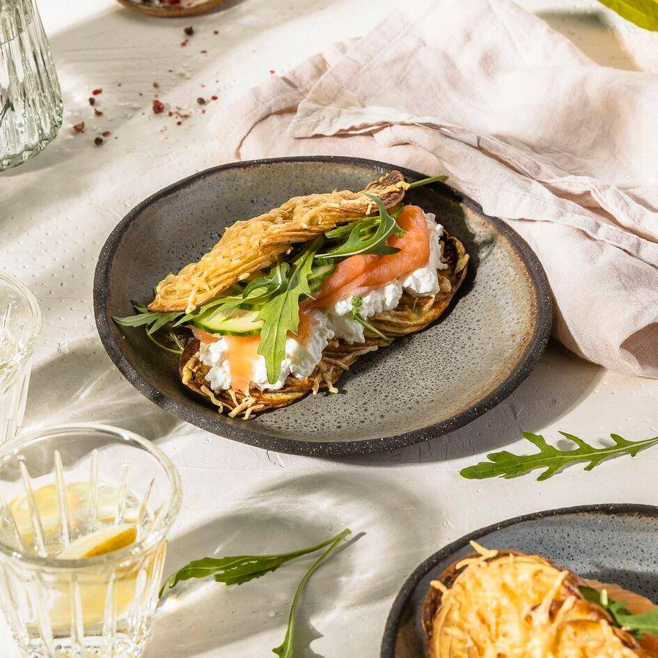 Aardappelbroodje met zalm - Recepten Easy Fry Compact | Tefal