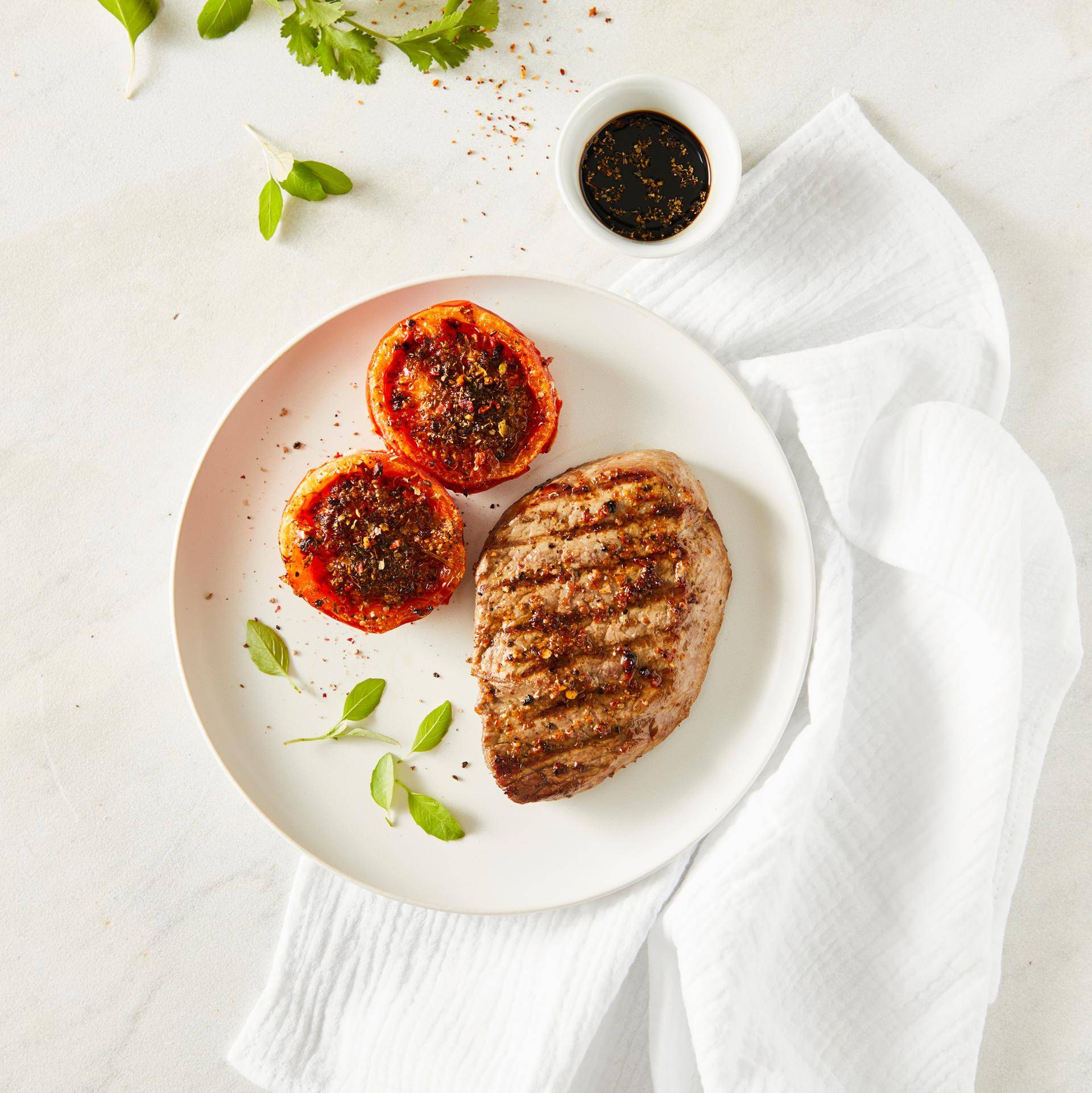 Gegrilde steak met geroosterde tomaten - Recepten Dual EasyFry&Grill | Tefal