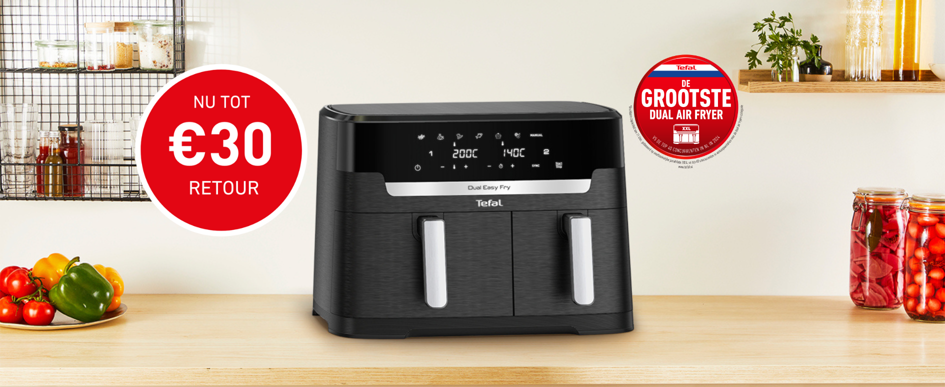 Tot 30 euro retour op Tefal EasyFry heteluchtfriteuses