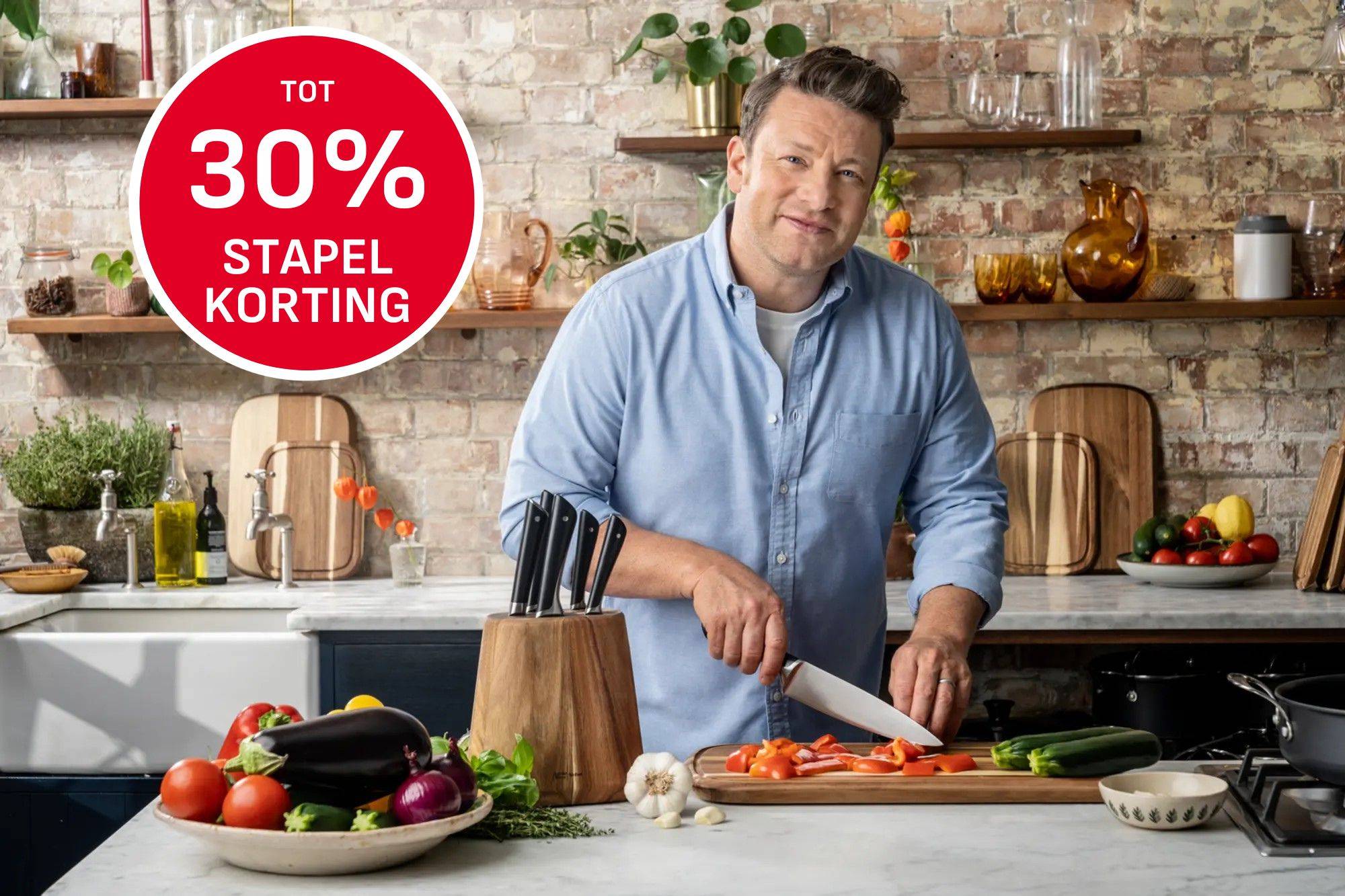 Tot 30% stapelkorting op Jamie Oliver producten