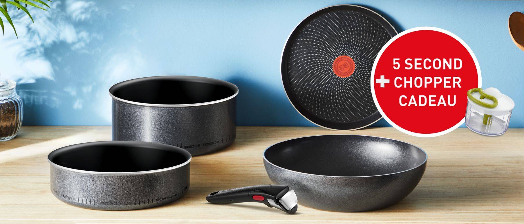 Gratis 5 Second chopper bij aankoop van geselecteerde Ingenio pannensets
